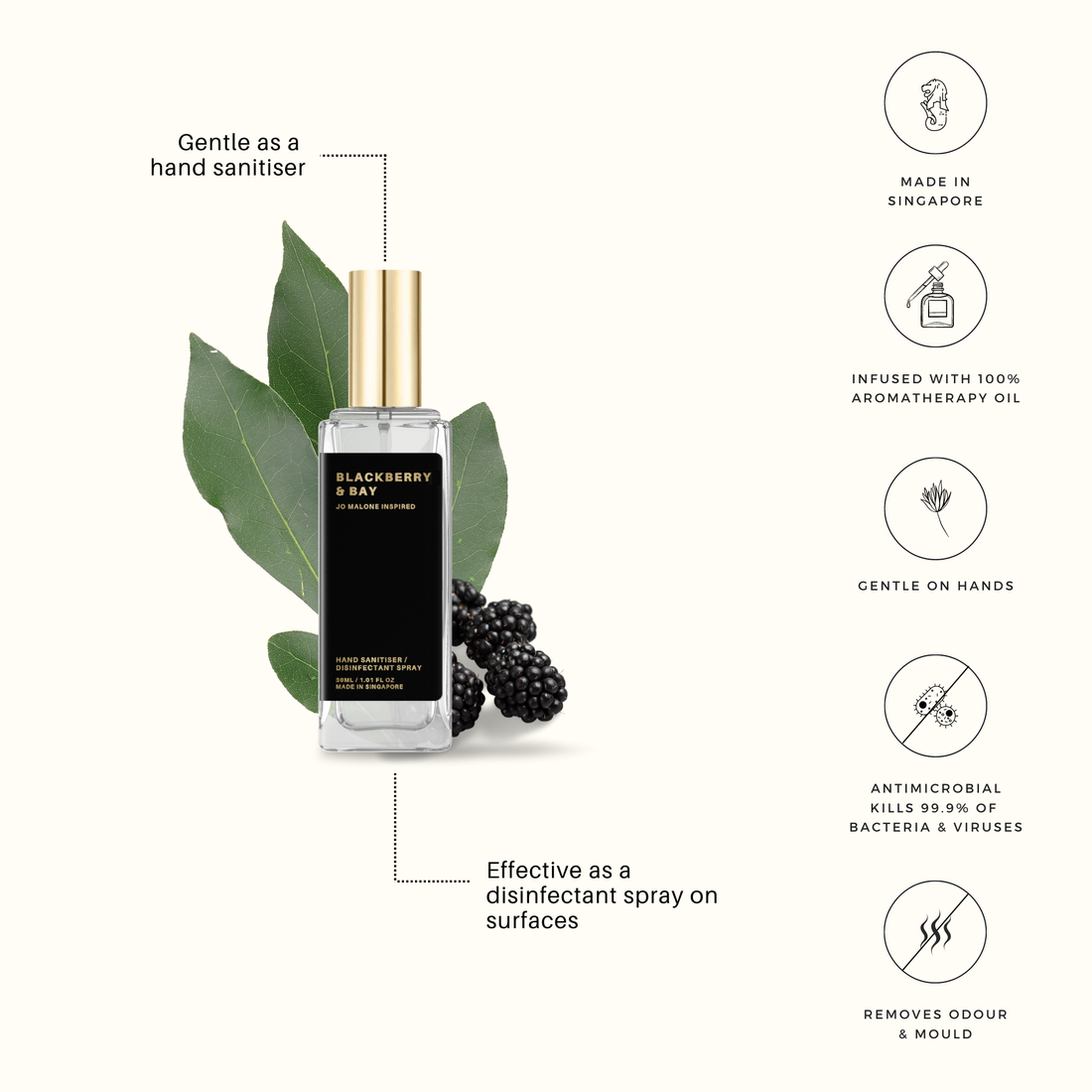 Blackberry & Bay Hand Sanitiser / Disinfectant Spray